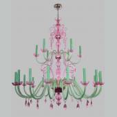 Хрустальная люстра DBK Glass 0020/18+6 NK peridot + magenta