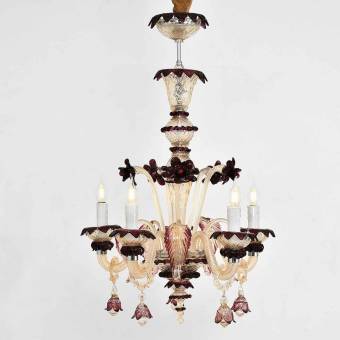 Подвесная люстра Murano Glass 7140/6 Crystal Rubin