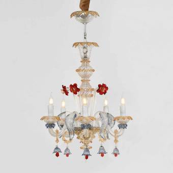Подвесная люстра Murano Glass 7140/6 Red Blue Orange