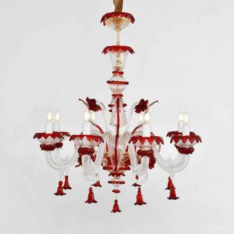 Подвесная люстра Murano Glass 7074/8 Crystal Red