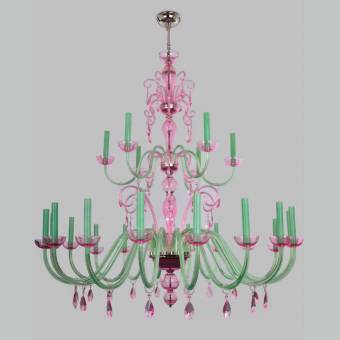 Хрустальная люстра DBK Glass 0020/18+6 NK peridot + magenta