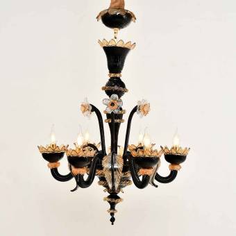 Подвесная люстра Murano Glass 7075/6 Black Amber