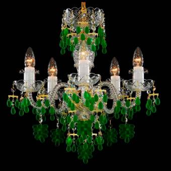 Хрустальная люстра Lucky Glass CH-05V Crystal-green wine