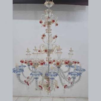 Подвесная люстра Murano Glass 7128/18 Crystal Blue Red