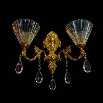 Бронзовое бра Wranovsky Crystal Drop 2 Gold