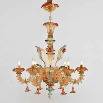 Подвесная люстра Murano Glass 7073/6 Orange Green